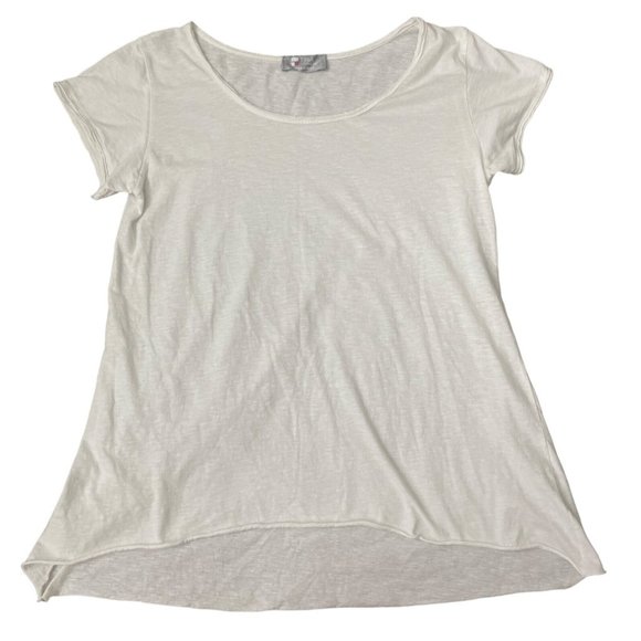 Tina Stephens Opal Hi Lo Crew Neck Tee Tunic Made in Italy S/M White - Picture 2 of 9
